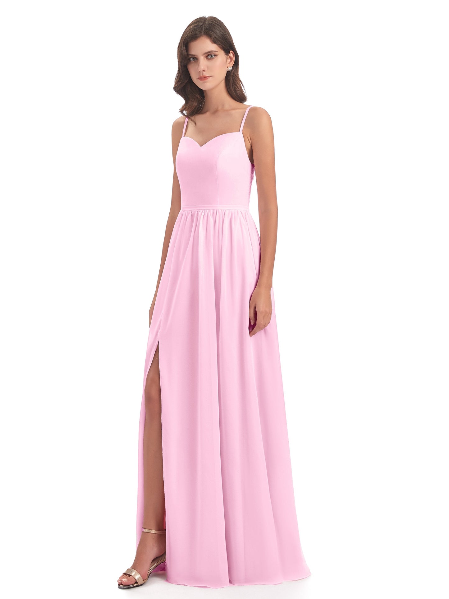 Madeline Spaghetti Straps Split Chiffon Bridesmaid Dresses