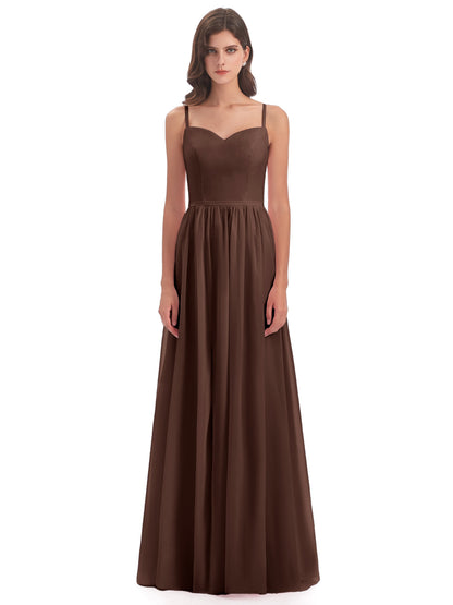 Madeline Spaghetti Straps Split Chiffon Bridesmaid Dresses