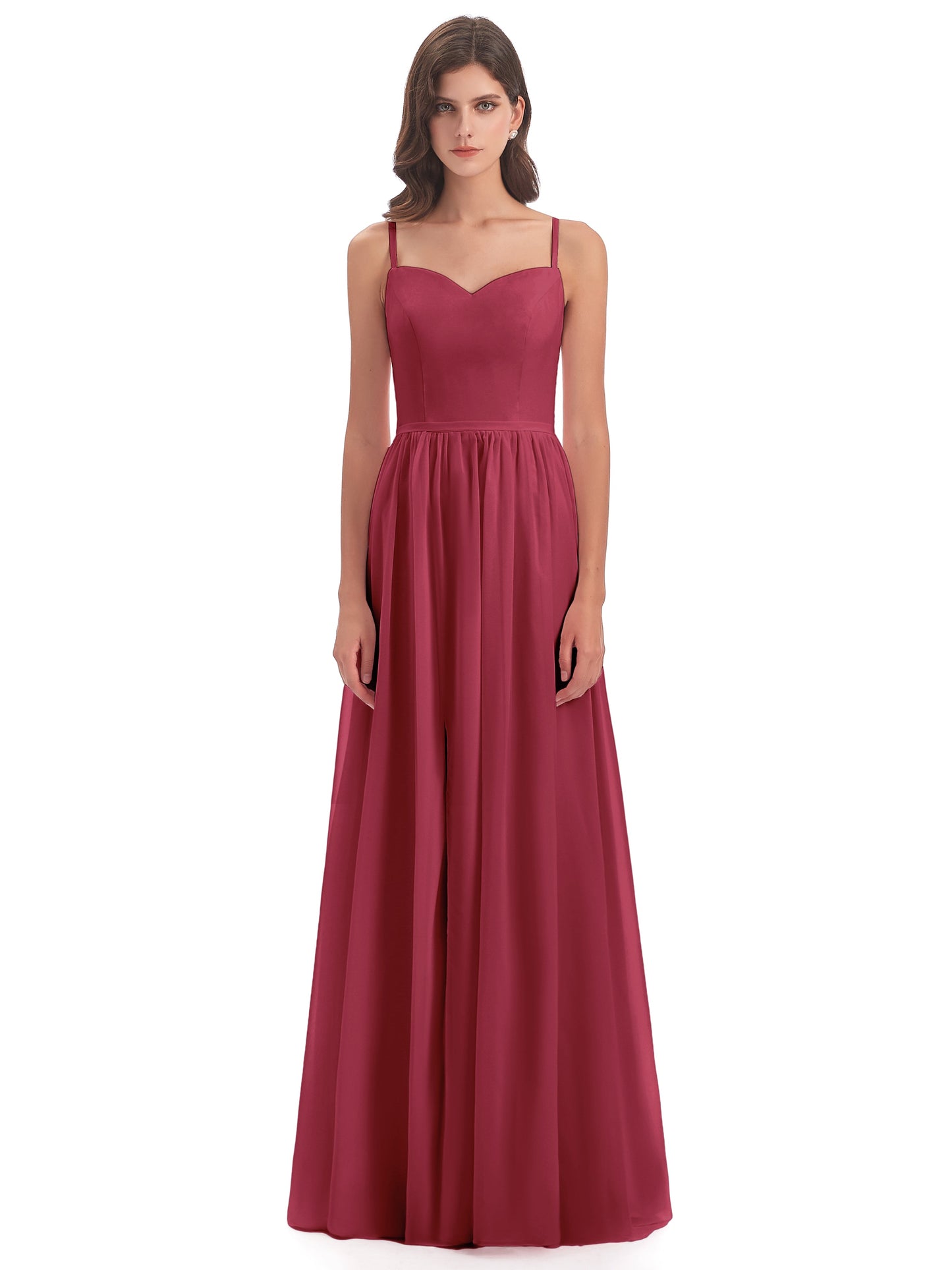Madeline Spaghetti Straps Split Chiffon Bridesmaid Dresses