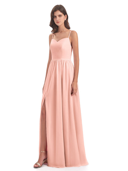 Madeline Spaghetti Straps Split Chiffon Bridesmaid Dresses