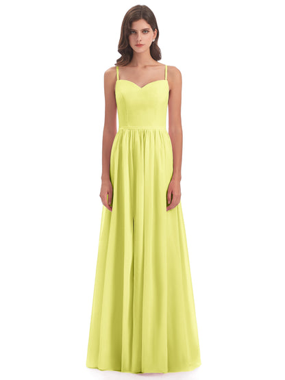 Madeline Spaghetti Straps Split Chiffon Bridesmaid Dresses