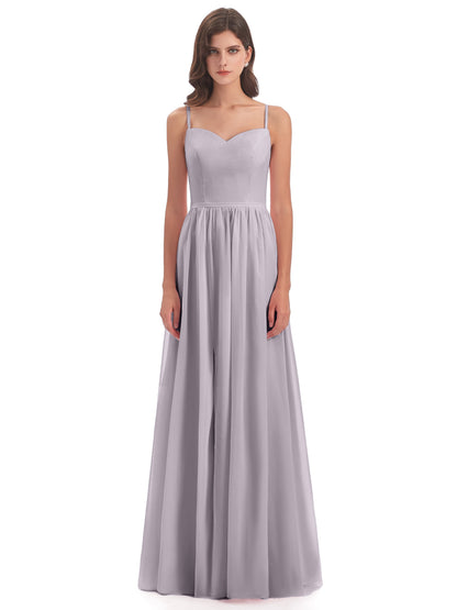 Madeline Spaghetti Straps Split Chiffon Bridesmaid Dresses