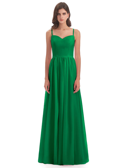 Madeline Spaghetti Straps Split Chiffon Bridesmaid Dresses