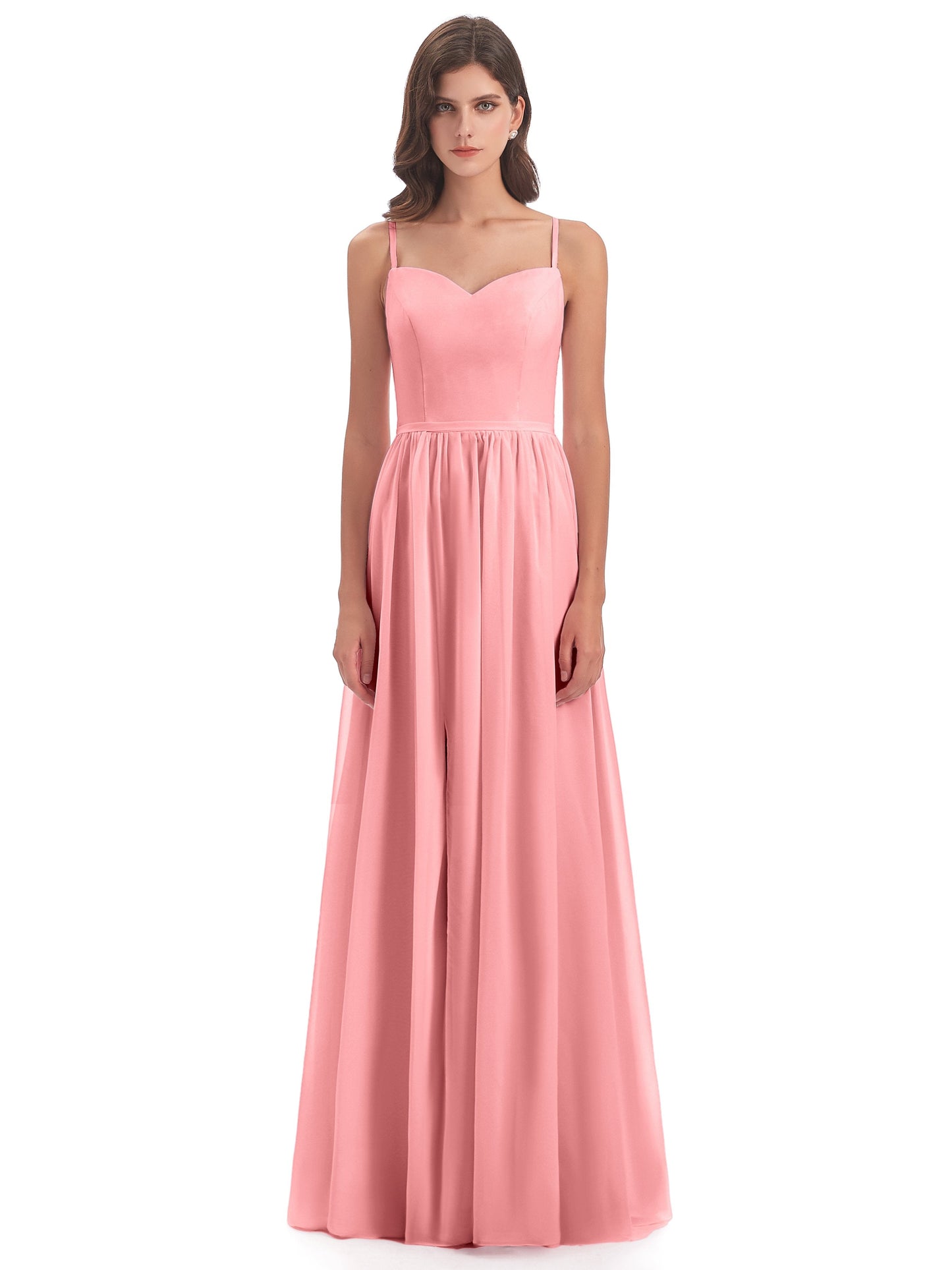 Madeline Spaghetti Straps Split Chiffon Bridesmaid Dresses