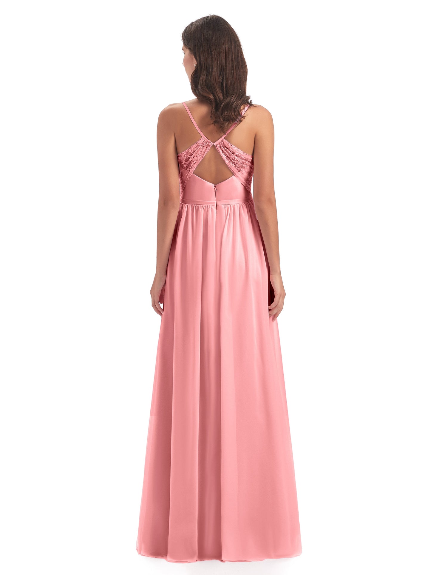 Madeline Spaghetti Straps Split Chiffon Bridesmaid Dresses