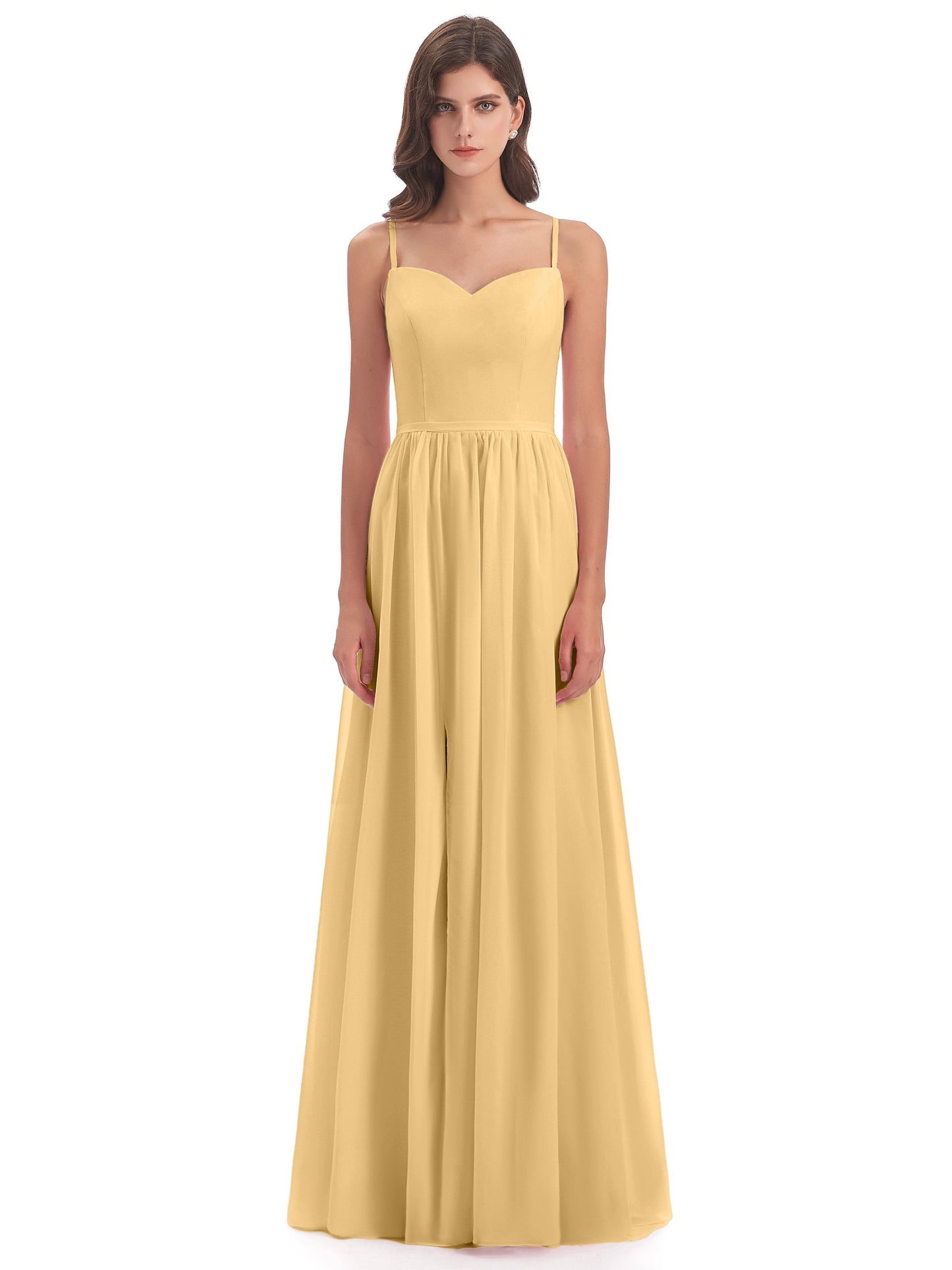 Madeline Spaghetti Straps Split Chiffon Bridesmaid Dresses