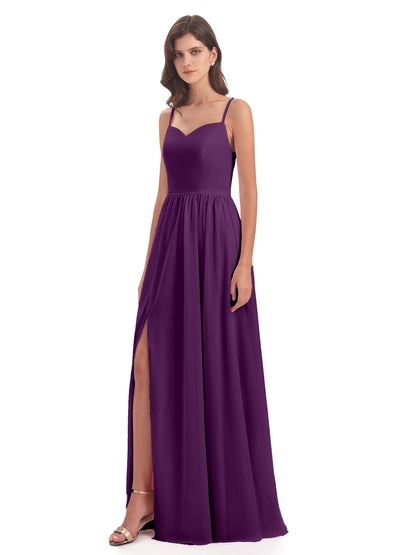 Madeline Spaghetti Straps Split Chiffon Bridesmaid Dresses