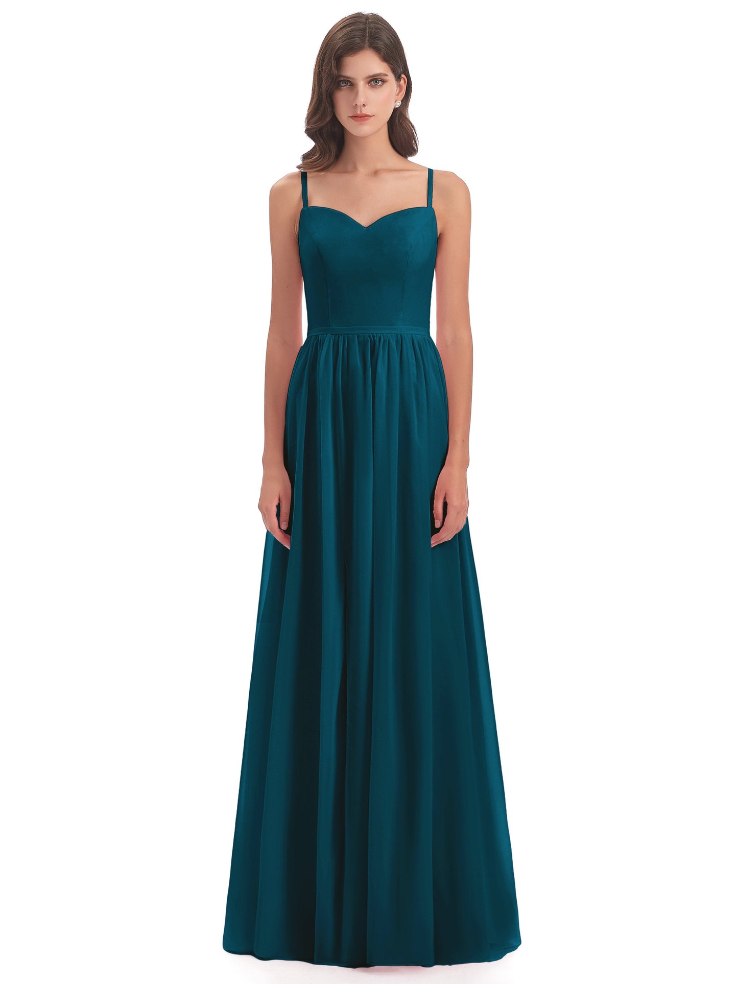 Madeline Spaghetti Straps Split Chiffon Bridesmaid Dresses