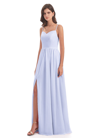 Madeline Spaghetti Straps Split Chiffon Bridesmaid Dresses