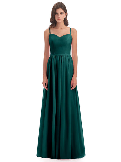 Madeline Spaghetti Straps Split Chiffon Bridesmaid Dresses