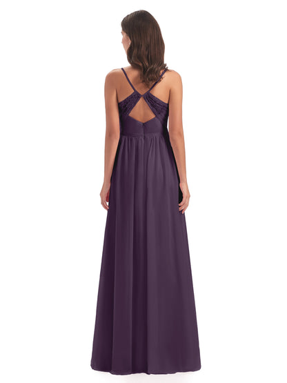 Madeline Spaghetti Straps Split Chiffon Bridesmaid Dresses