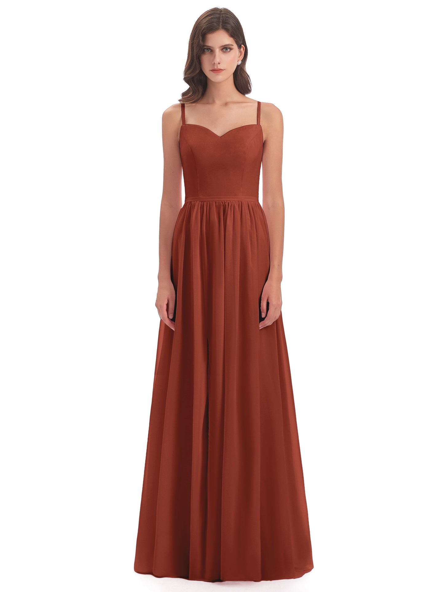 Madeline Spaghetti Straps Split Chiffon Bridesmaid Dresses