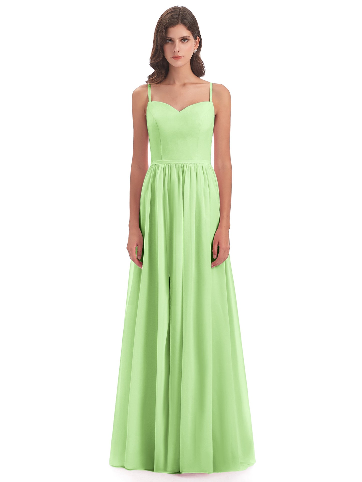 Madeline Spaghetti Straps Split Chiffon Bridesmaid Dresses