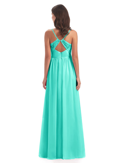 Madeline Spaghetti Straps Split Chiffon Bridesmaid Dresses