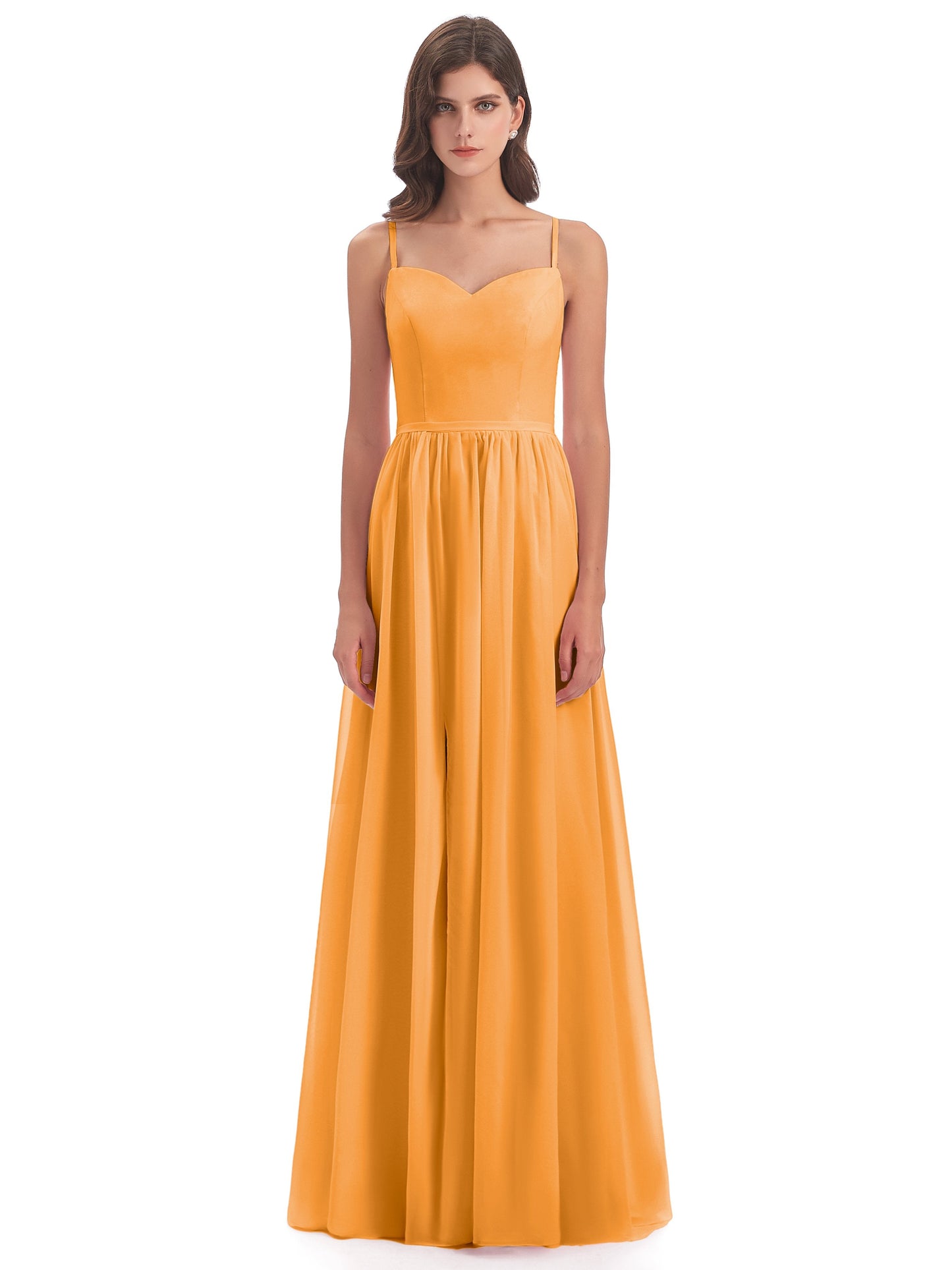 Madeline Spaghetti Straps Split Chiffon Bridesmaid Dresses