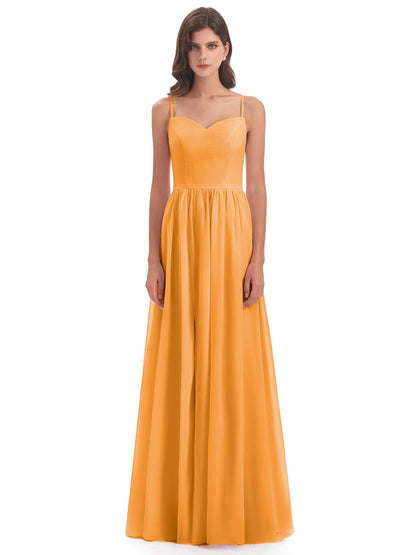 Madeline Spaghetti Straps Split Chiffon Bridesmaid Dresses