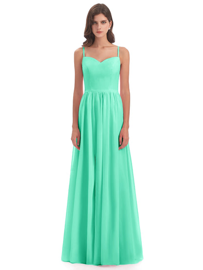 Madeline Spaghetti Straps Split Chiffon Bridesmaid Dresses