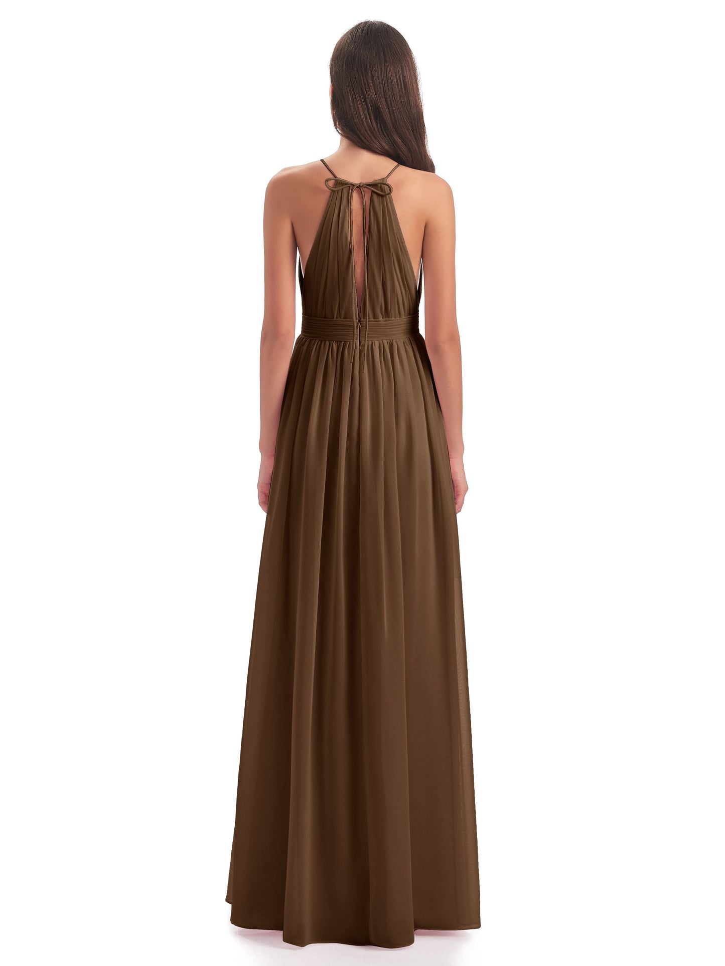 Marlowe Floor Length Halter Split Chiffon Bridesmaid Dresses