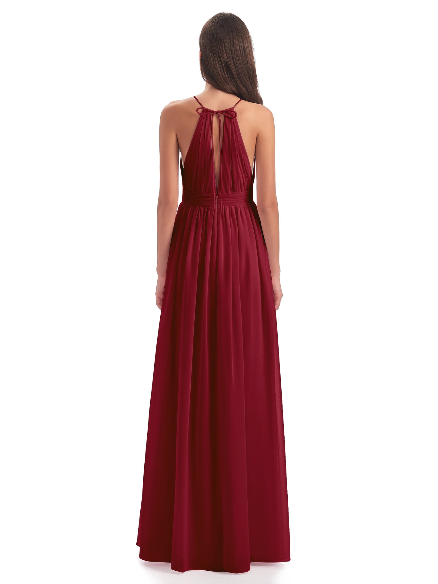 Marlowe Floor Length Halter Split Chiffon Bridesmaid Dresses