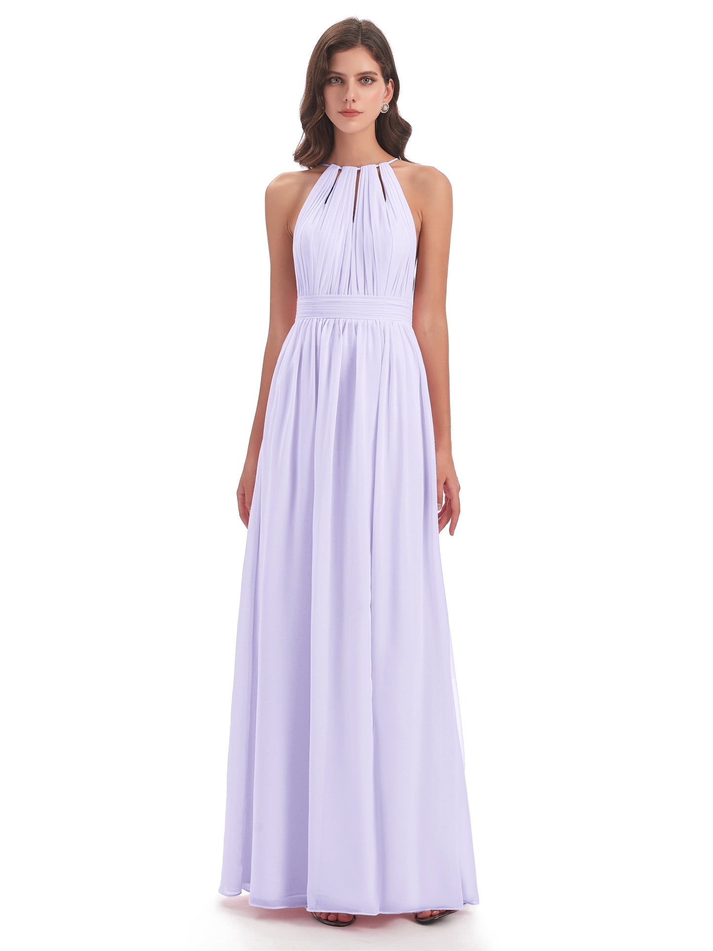 Marlowe Floor Length Halter Split Chiffon Bridesmaid Dresses
