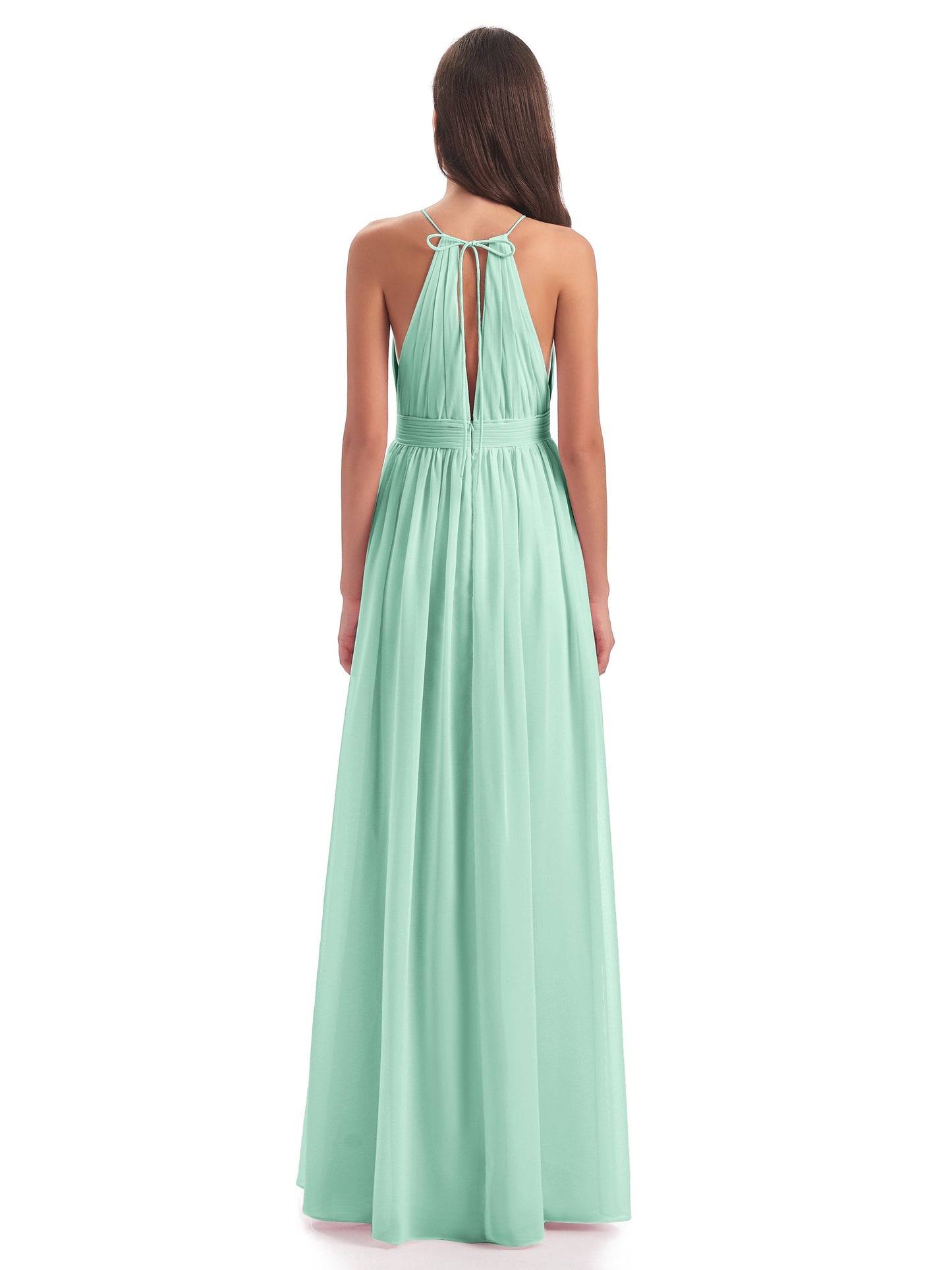 Marlowe Floor Length Halter Split Chiffon Bridesmaid Dresses