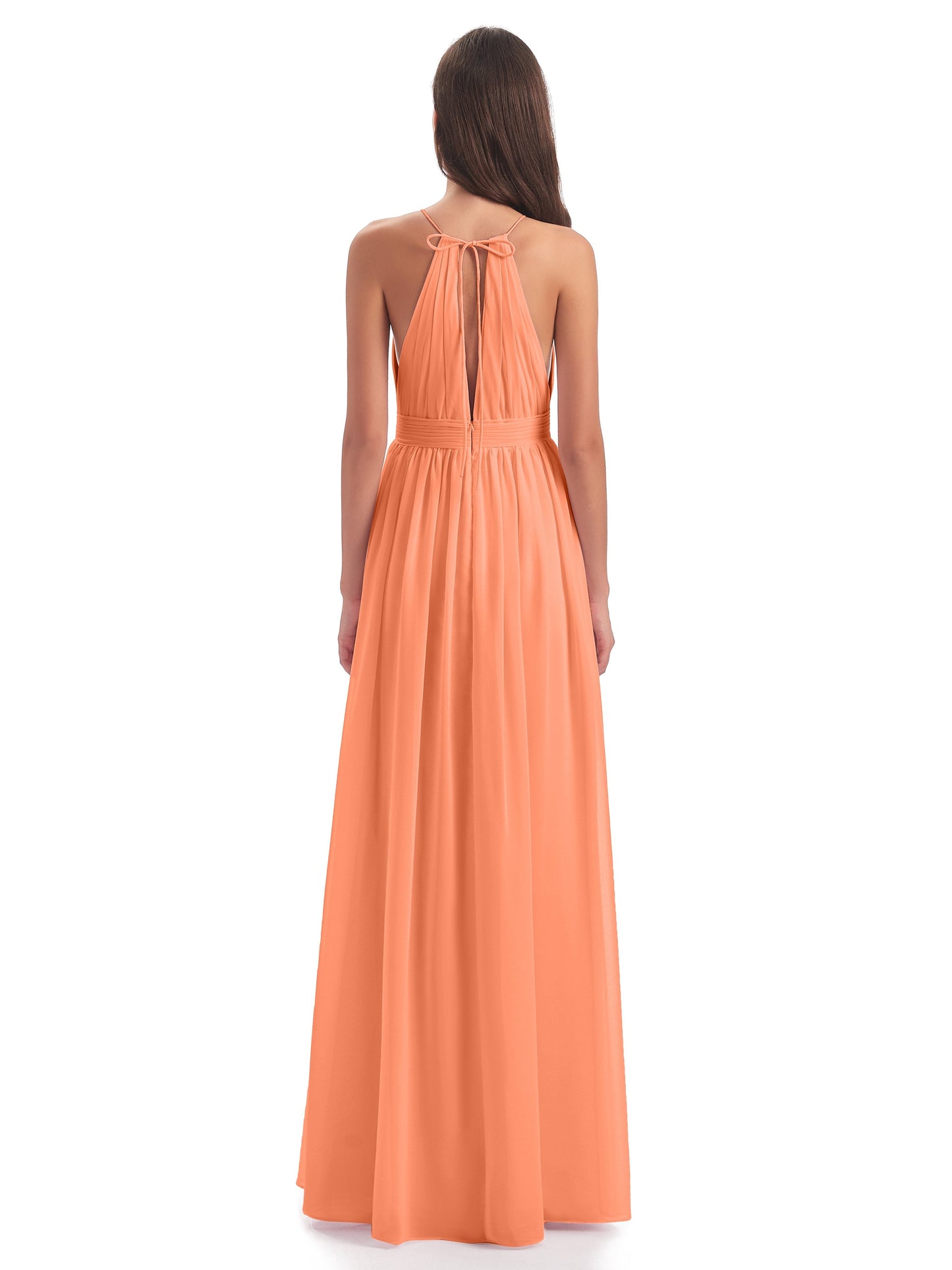 Marlowe Floor Length Halter Split Chiffon Bridesmaid Dresses
