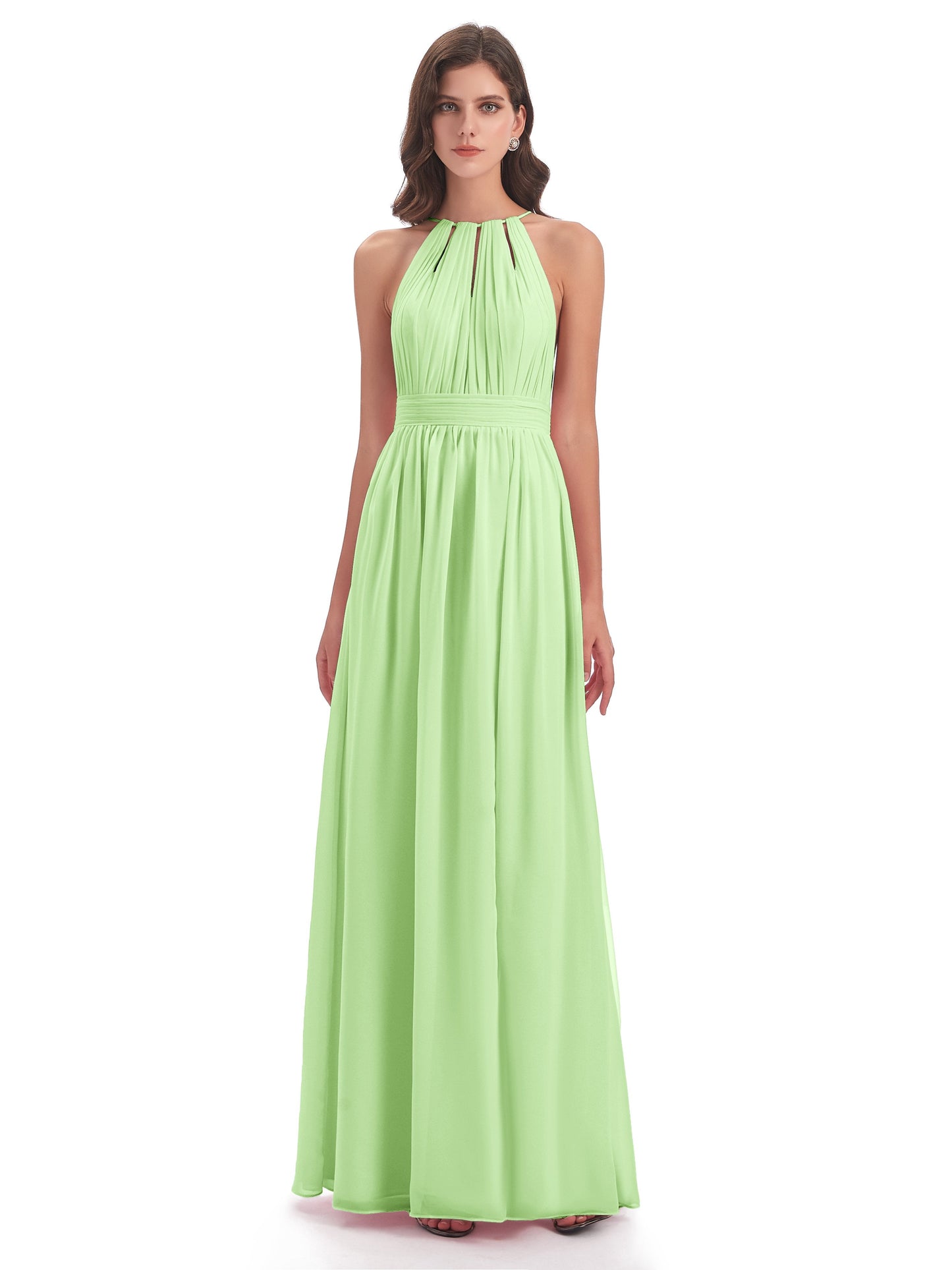 Marlowe Floor Length Halter Split Chiffon Bridesmaid Dresses
