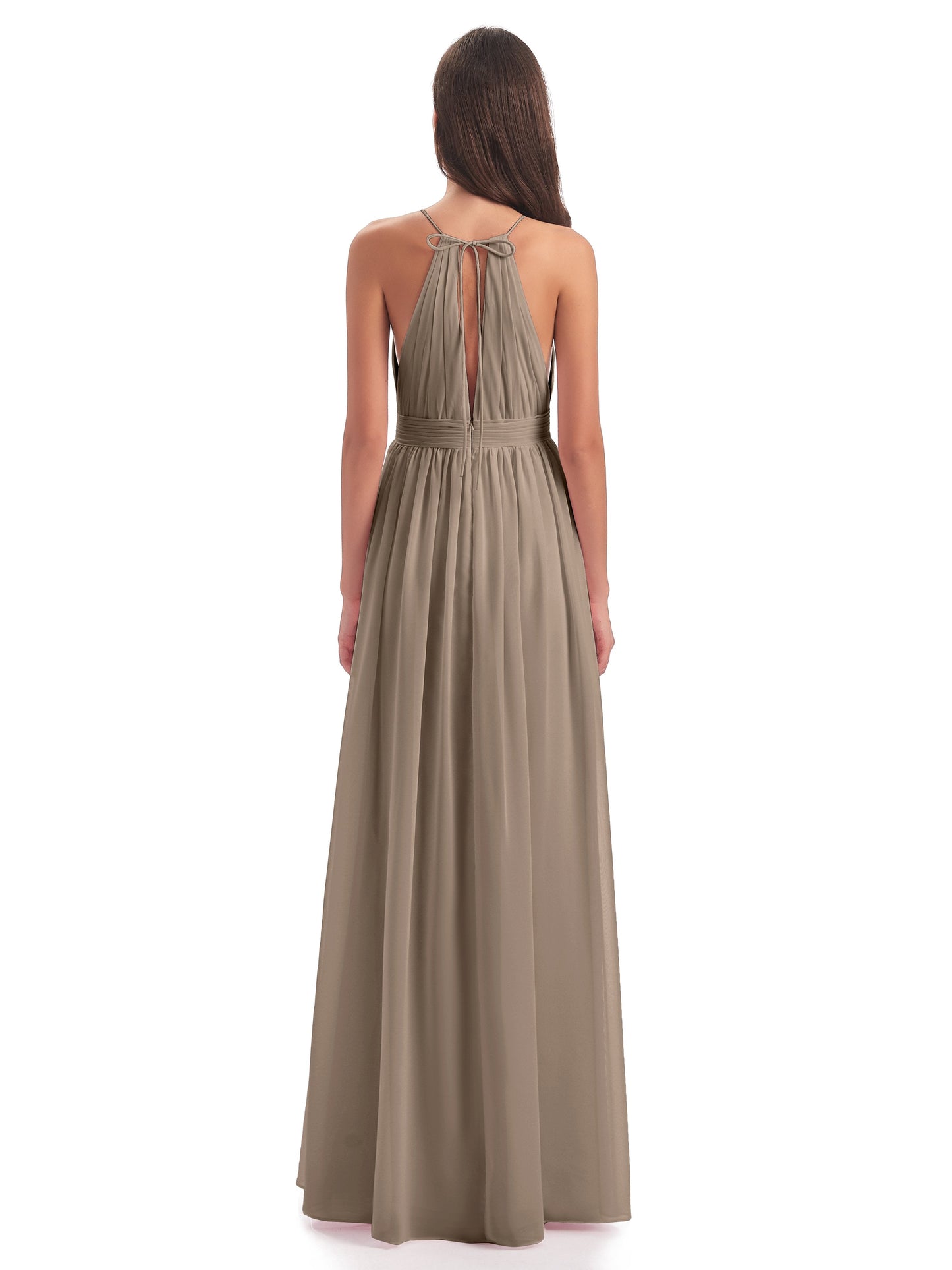 Marlowe Floor Length Halter Split Chiffon Bridesmaid Dresses