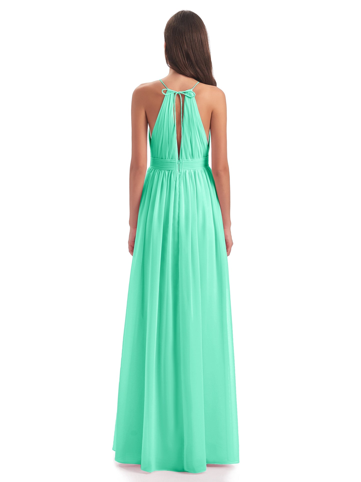 Marlowe Floor Length Halter Split Chiffon Bridesmaid Dresses
