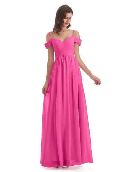 Mia A-line Off The Shoulder Long Bridesmaid Dresses