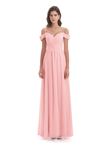 Mia A-line Off The Shoulder Long Bridesmaid Dresses