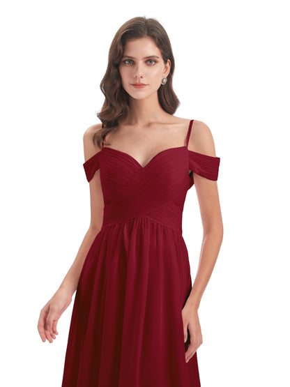 Mia A-line Off The Shoulder Long Bridesmaid Dresses