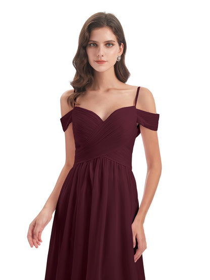 Mia A-line Off The Shoulder Long Bridesmaid Dresses