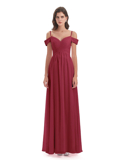 Mia A-line Off The Shoulder Long Bridesmaid Dresses