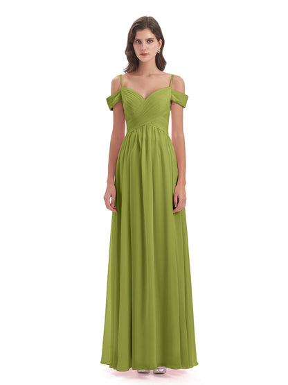 Mia A-line Off The Shoulder Long Bridesmaid Dresses