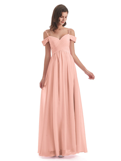 Mia A-line Off The Shoulder Long Bridesmaid Dresses