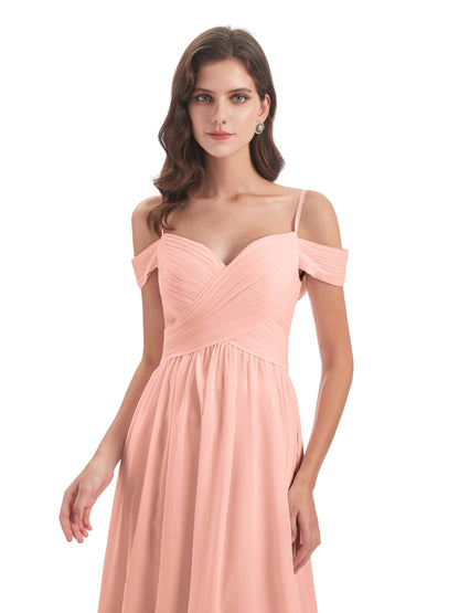 Mia A-line Off The Shoulder Long Bridesmaid Dresses