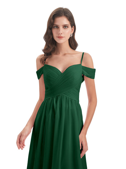 Mia A-line Off The Shoulder Long Bridesmaid Dresses