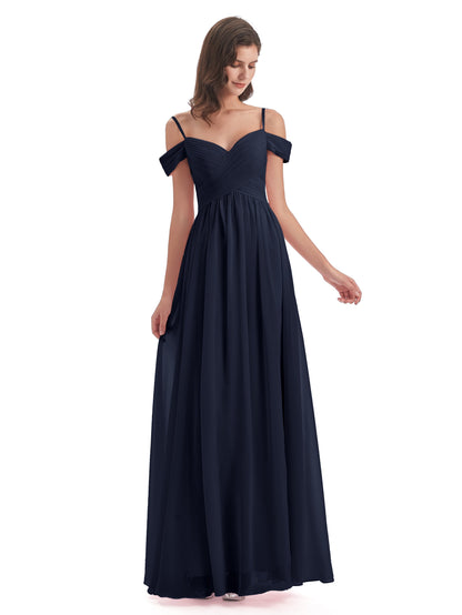 Mia A-line Off The Shoulder Long Bridesmaid Dresses