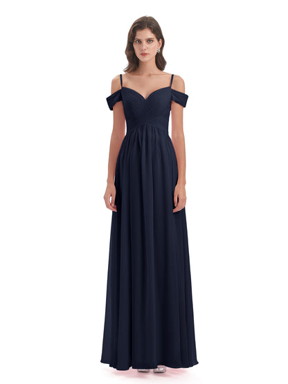 Mia A-line Off The Shoulder Long Bridesmaid Dresses