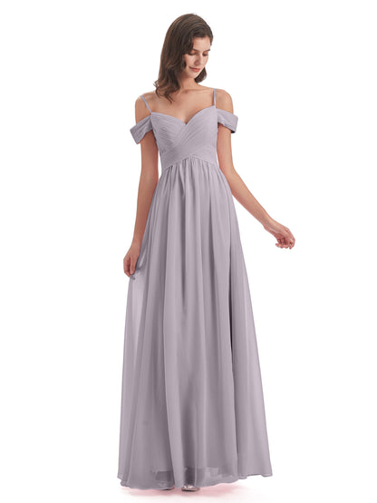Mia A-line Off The Shoulder Long Bridesmaid Dresses