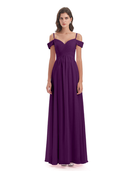 Mia A-line Off The Shoulder Long Bridesmaid Dresses