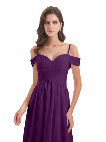 Mia A-line Off The Shoulder Long Bridesmaid Dresses