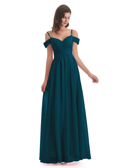 Mia A-line Off The Shoulder Long Bridesmaid Dresses