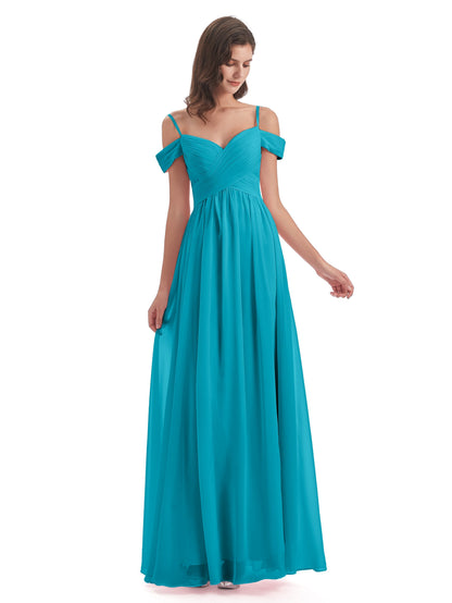 Mia A-line Off The Shoulder Long Bridesmaid Dresses