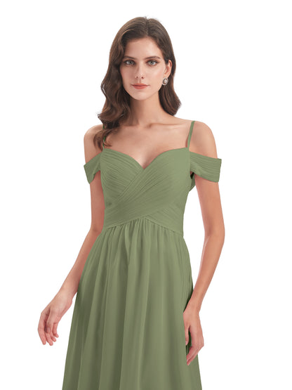 Mia A-line Off The Shoulder Long Bridesmaid Dresses
