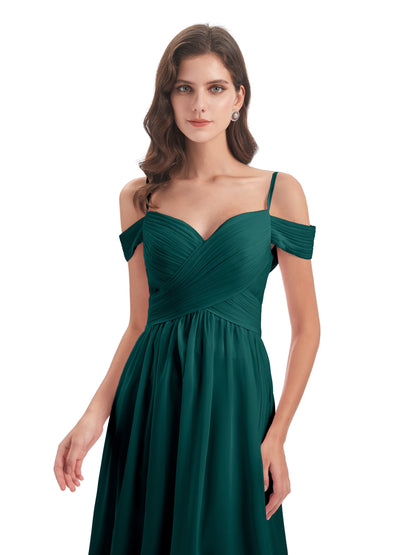 Mia A-line Off The Shoulder Long Bridesmaid Dresses