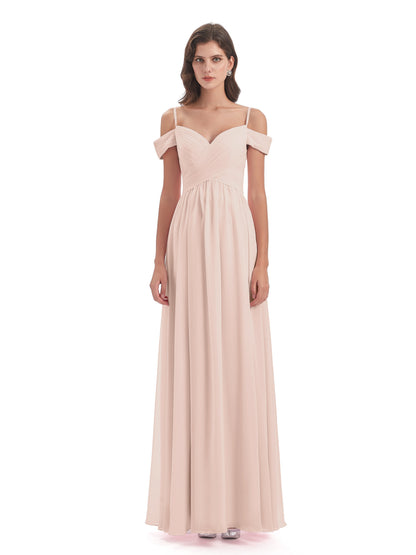Mia A-line Off The Shoulder Long Bridesmaid Dresses