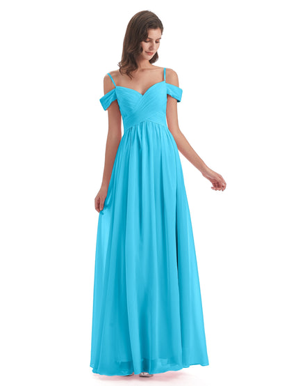 Mia A-line Off The Shoulder Long Bridesmaid Dresses