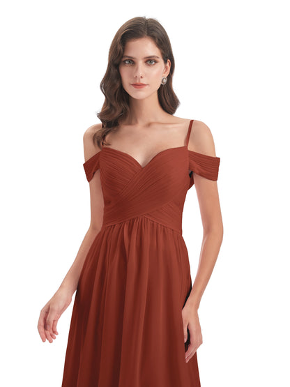 Mia A-line Off The Shoulder Long Bridesmaid Dresses